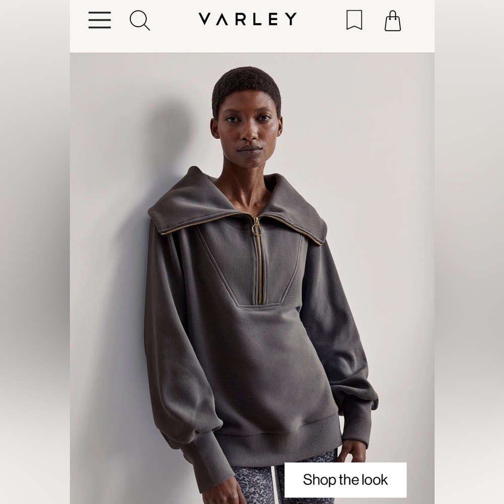 Varley Vine Half-Zip Pullover in Deep Charcoal Size XS - Picture 12 of 16